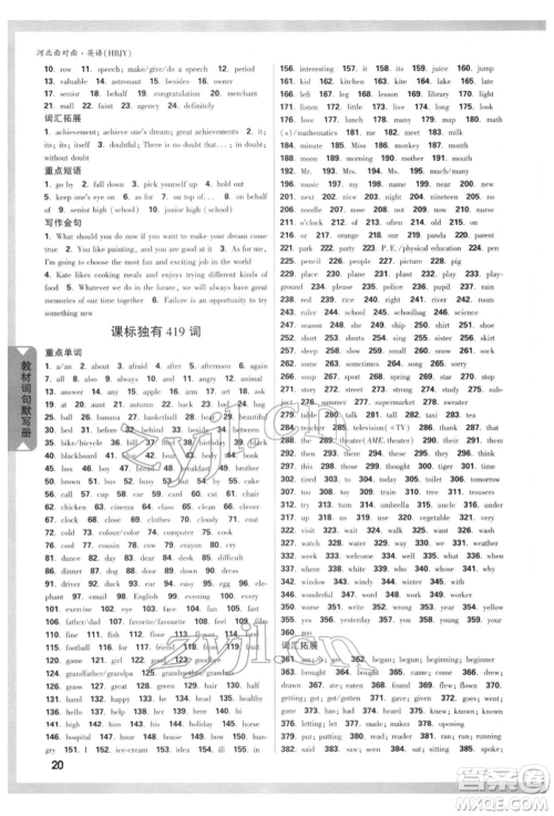 新疆青少年出版社2022中考面对面九年级英语冀教版河北专版参考答案 新疆青少年出版社2022中考面对面九年级英语冀教版河北专版参考答案