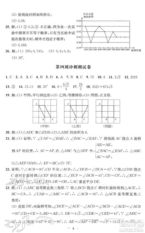江苏人民出版社2022名校起航全能检测卷八年级数学下册苏科版答案