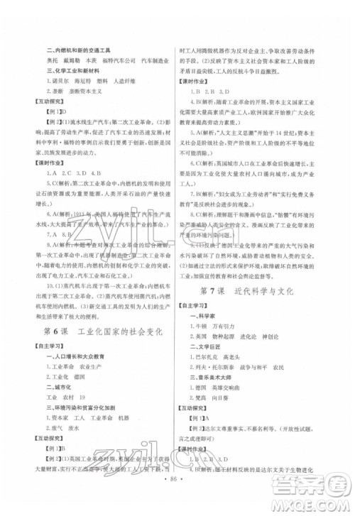 长江少年儿童出版社2022长江全能学案同步练习册九年级历史下册人教版答案