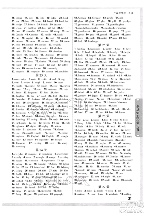 新疆青少年出版社2022中考面对面九年级英语通用版广西专版参考答案 新疆青少年出版社2022中考面对面九年级英语通用版广西专版参考答案