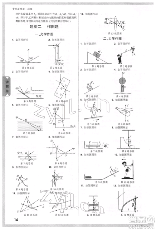 新疆青少年出版社2022中考面对面九年级物理通用版贵州专版参考答案 新疆青少年出版社2022中考面对面九年级物理通用版贵州专版参考答案