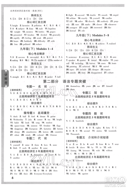 新疆青少年出版社2022中考面对面九年级英语外研版北部湾经济区专版参考答案 新疆青少年出版社2022中考面对面九年级英语外研版北部湾经济区专版参考答案