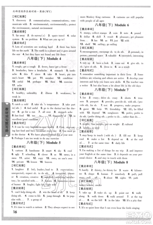 新疆青少年出版社2022中考面对面九年级英语外研版北部湾经济区专版参考答案 新疆青少年出版社2022中考面对面九年级英语外研版北部湾经济区专版参考答案