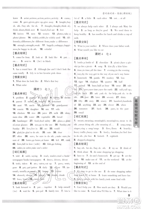 新疆青少年出版社2022中考面对面九年级英语课标版贵州专版参考答案 新疆青少年出版社2022中考面对面九年级英语课标版贵州专版参考答案