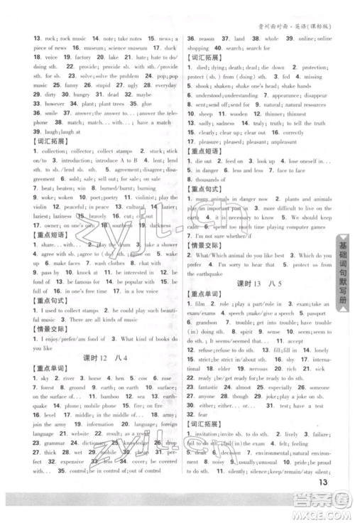 新疆青少年出版社2022中考面对面九年级英语课标版贵州专版参考答案 新疆青少年出版社2022中考面对面九年级英语课标版贵州专版参考答案