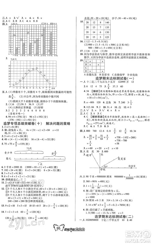 天津科学技术出版社2022追梦之旅铺路卷六年级数学下册BS北师版河南专版答案