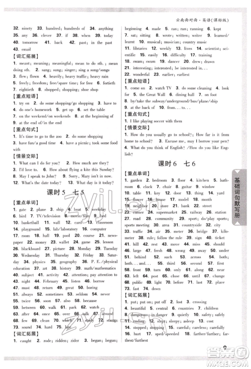 新疆青少年出版社2022中考面对面九年级英语课标版云南专版参考答案 新疆青少年出版社2022中考面对面九年级英语课标版云南专版参考答案