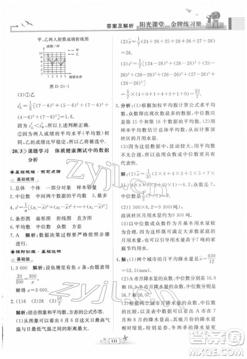 人民教育出版社2022阳光课堂金牌练习册数学八年级下册人教版福建专版答案