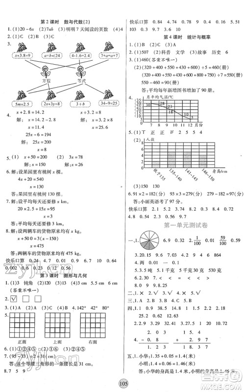 天津科学技术出版社2022云顶课堂四年级数学下册BS北师版答案