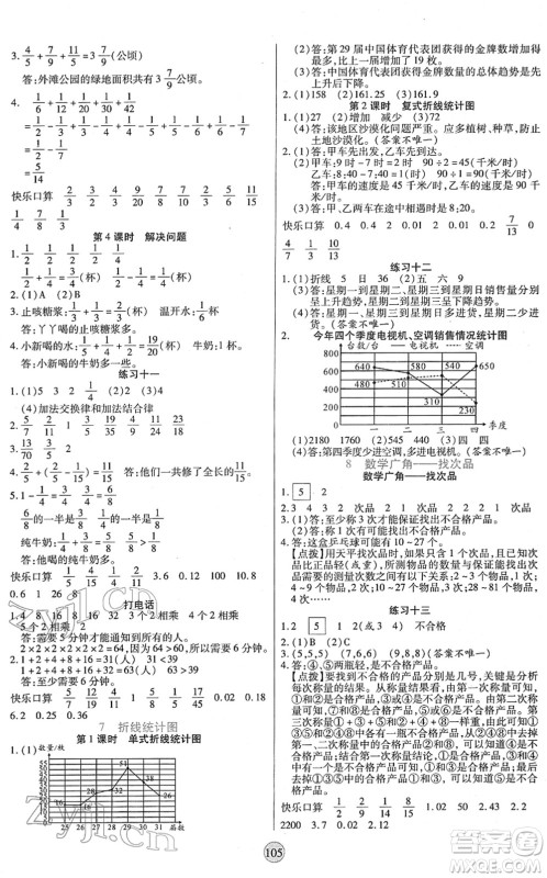 天津科学技术出版社2022云顶课堂五年级数学下册RJ人教版答案