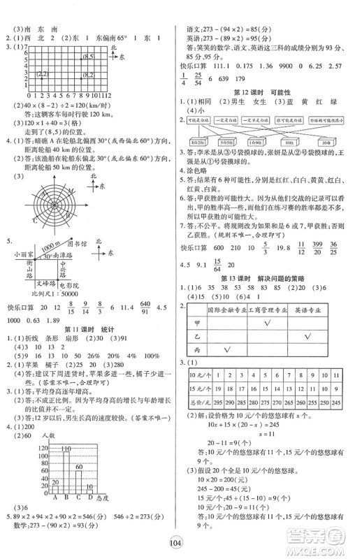 天津科学技术出版社2022云顶课堂六年级数学下册BS北师版答案