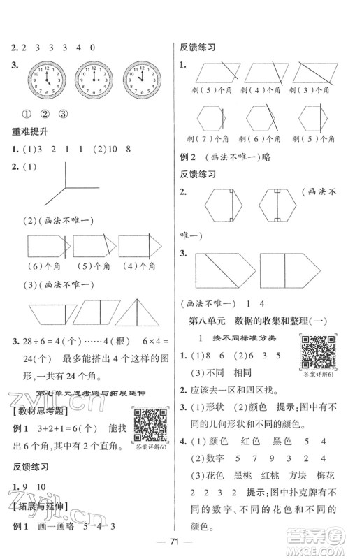 河海大学出版社2022学霸棒棒堂同步提优二年级数学下册SJ苏教版答案 河海大学出版社2022学霸棒棒堂同步提优二年级数学下册SJ苏教版答案
