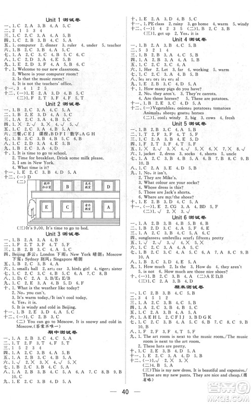 河海大学出版社2022学霸棒棒堂同步提优四年级英语下册RJ人教版答案 河海大学出版社2022学霸棒棒堂同步提优四年级英语下册RJ人教版答案
