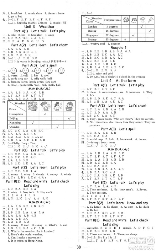 河海大学出版社2022学霸棒棒堂同步提优四年级英语下册RJ人教版答案 河海大学出版社2022学霸棒棒堂同步提优四年级英语下册RJ人教版答案