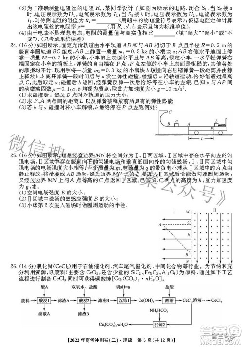 2022年高考冲刺卷二理科综合试题及答案