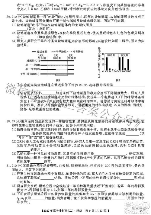 2022年高考冲刺卷二理科综合试题及答案