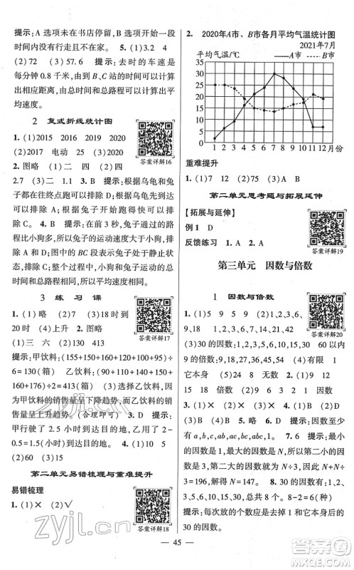 河海大学出版社2022学霸棒棒堂同步提优五年级数学下册SJ苏教版答案 河海大学出版社2022学霸棒棒堂同步提优五年级数学下册SJ苏教版答案