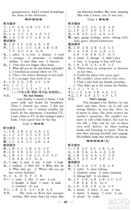河海大学出版社2022学霸棒棒堂同步提优六年级英语下册RJ人教版答案 河海大学出版社2022学霸棒棒堂同步提优六年级英语下册RJ人教版答案