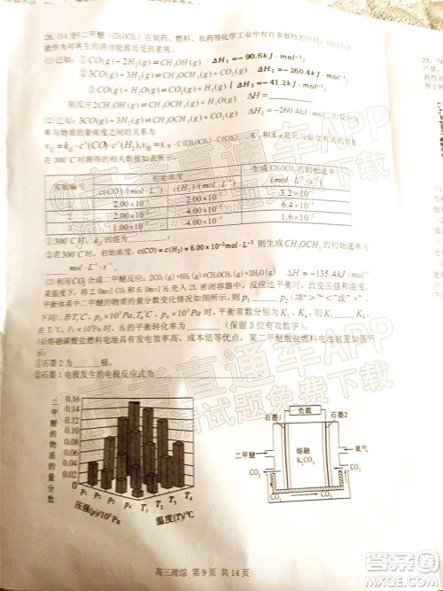 宜春市2022年高三模拟考试理科综合试题及答案