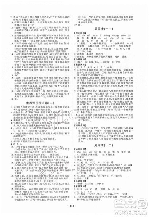 山东教育出版社2022初中同步练习册分层卷语文七年级下册人教版答案 山东教育出版社2022初中同步练习册分层卷语文七年级下册人教版答案