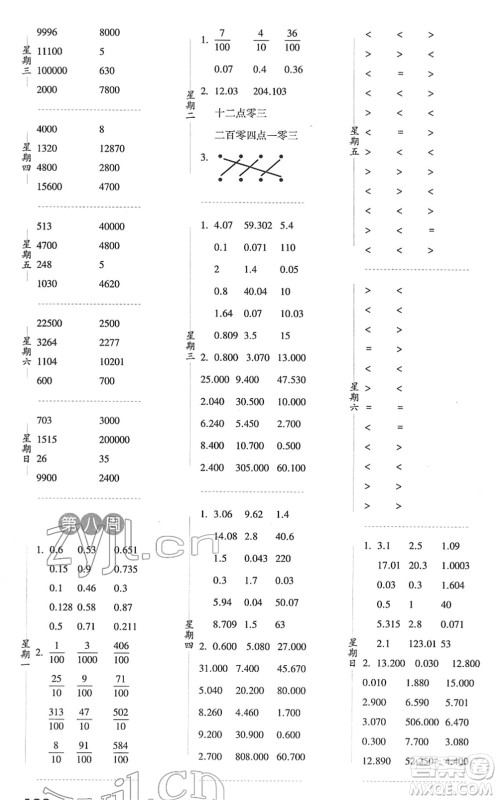 宁夏人民教育出版社2022经纶学典口算达人四年级数学下册RJ人教版答案 宁夏人民教育出版社2022经纶学典口算达人四年级数学下册RJ人教版答案