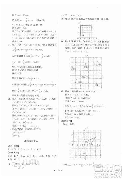 山东教育出版社2022初中同步练习册分层卷数学七年级下册青岛版答案