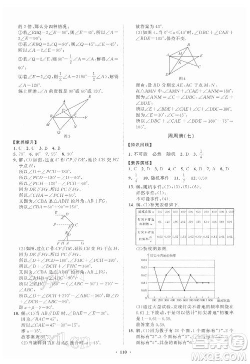 山东教育出版社2022初中同步练习册分层卷数学七年级下册鲁教版答案