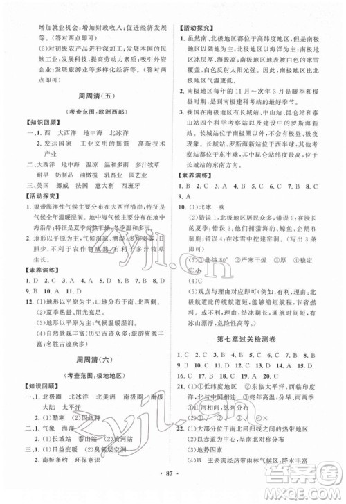 山东教育出版社2022初中同步练习册分层卷地理七年级下册商务星球版答案