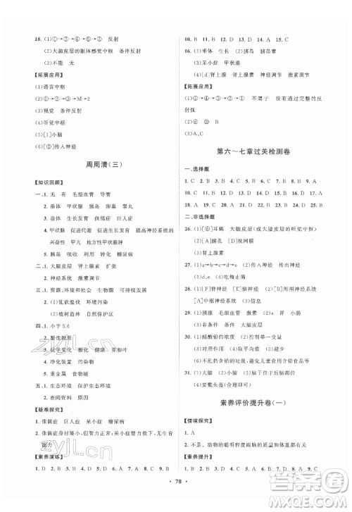 山东教育出版社2022初中同步练习册分层卷生物学七年级下册五四制鲁科版答案 山东教育出版社2022初中同步练习册分层卷生物学七年级下册五四制鲁科版答案