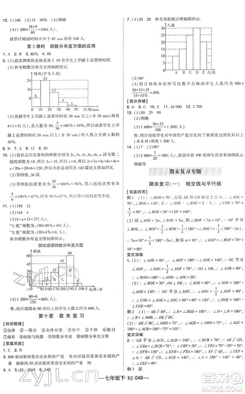 宁夏人民教育出版社2022学霸课时作业七年级数学下册RJ人教版答案