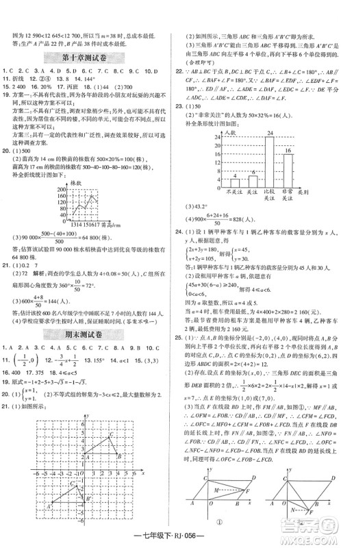 宁夏人民教育出版社2022学霸课时作业七年级数学下册RJ人教版答案