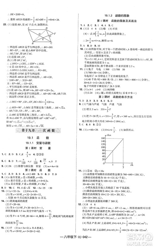 宁夏人民教育出版社2022学霸课时作业八年级数学下册RJ人教版答案