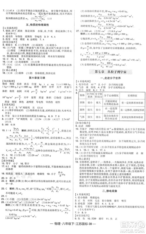 宁夏人民教育出版社2022学霸课时作业八年级物理下册江苏国标版答案