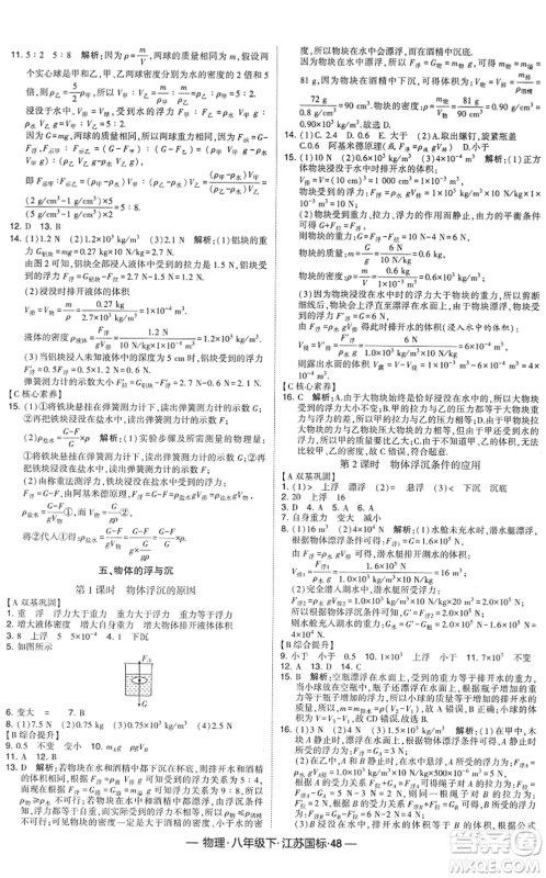 宁夏人民教育出版社2022学霸课时作业八年级物理下册江苏国标版答案