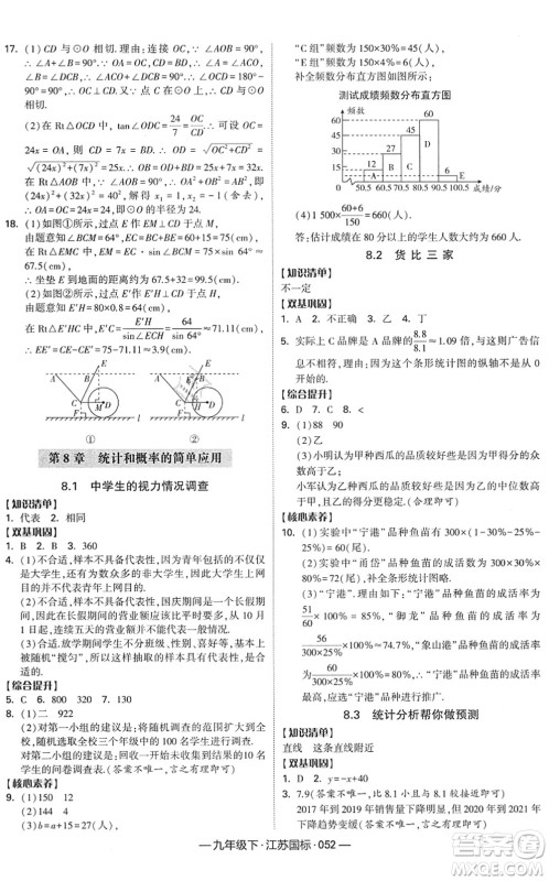 宁夏人民教育出版社2022学霸课时作业九年级数学下册江苏国标版答案