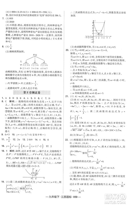 宁夏人民教育出版社2022学霸课时作业九年级数学下册江苏国标版答案