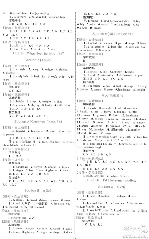 内蒙古教育出版社2022初中同步学习目标与检测七年级英语下册人教版答案