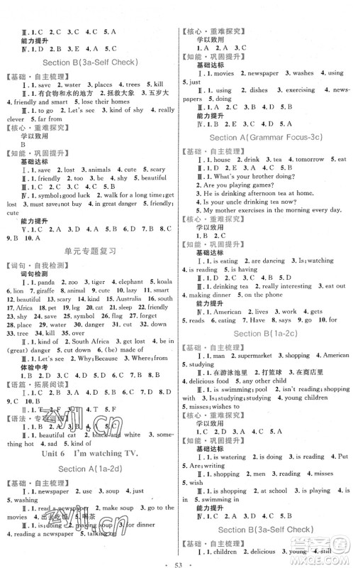 内蒙古教育出版社2022初中同步学习目标与检测七年级英语下册人教版答案