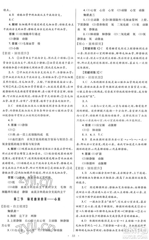 内蒙古教育出版社2022初中同步学习目标与检测七年级生物下册人教版答案 内蒙古教育出版社2022初中同步学习目标与检测七年级生物下册人教版答案