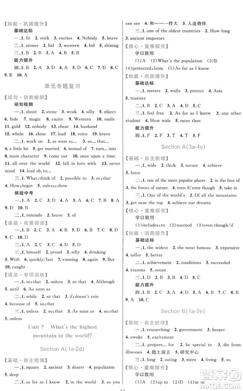 内蒙古教育出版社2022初中同步学习目标与检测八年级英语下册人教版答案