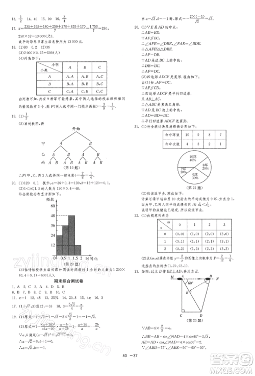 江苏人民出版社2022年1课3练单元达标测试九年级下册数学苏科版参考答案 江苏人民出版社2022年1课3练单元达标测试九年级下册数学苏科版参考答案