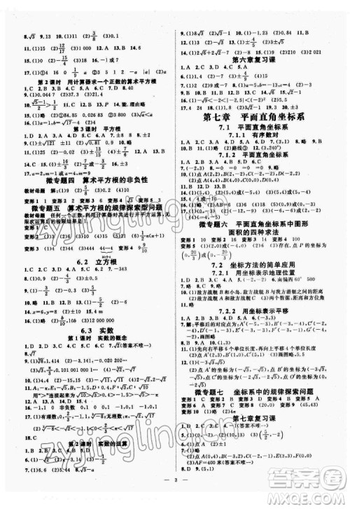 光明日报出版社2022全效学习数学七年级下册RJ人教版精华版答案 光明日报出版社2022全效学习数学七年级下册RJ人教版精华版答案