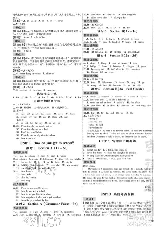 安徽教育出版社2022点拨训练课时作业本七年级下册英语人教版河南专版参考答案 安徽教育出版社2022点拨训练课时作业本七年级下册英语人教版河南专版参考答案