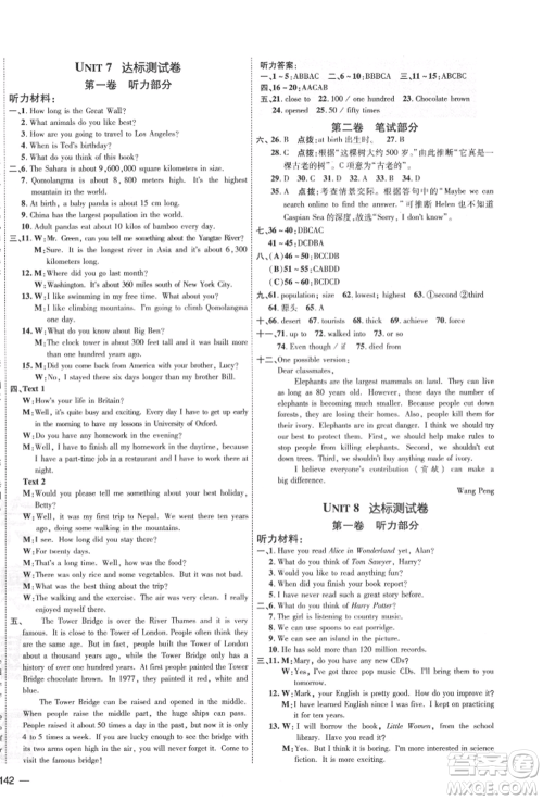 吉林教育出版社2022点拨训练课时作业本八年级下册英语人教版参考答案