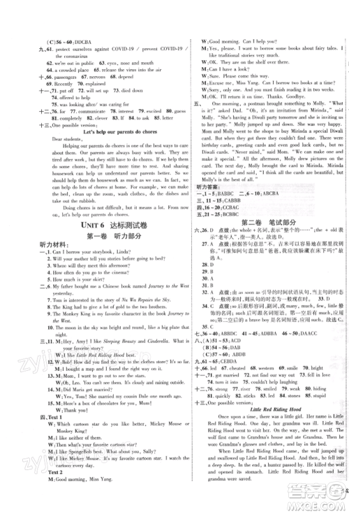 吉林教育出版社2022点拨训练课时作业本八年级下册英语人教版参考答案