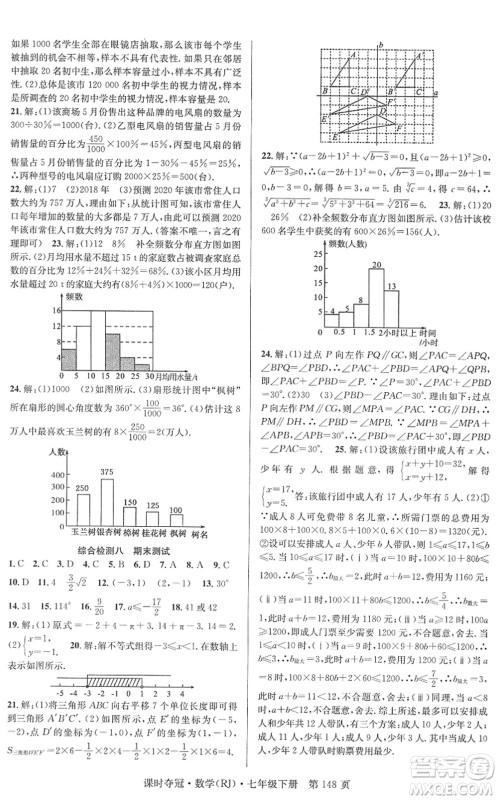 安徽师范大学出版社2022课时夺冠七年级数学下册RJ人教版答案