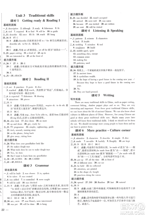 吉林教育出版社2022点拨训练课时作业本八年级下册英语沪教版参考答案