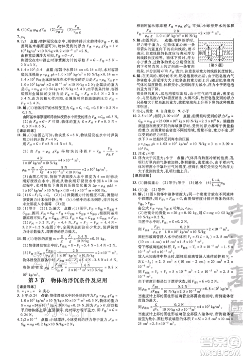 吉林教育出版社2022点拨训练课时作业本八年级下册物理人教版参考答案
