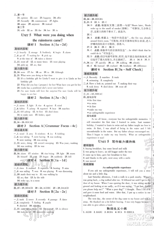 安徽教育出版社2022点拨训练课时作业本八年级下册英语人教版河南专版参考答案