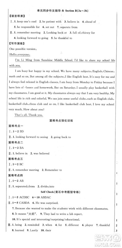 安徽师范大学出版社2022课时夺冠九年级英语下册RJ人教版黄石专版答案 安徽师范大学出版社2022课时夺冠九年级英语下册RJ人教版黄石专版答案